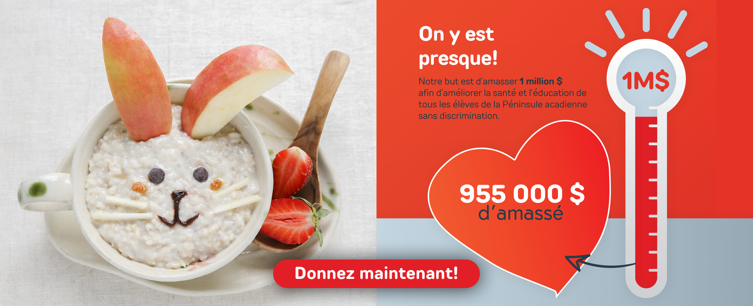 Notre but est d’amasser 1 million $ afin d’améliorer la santé et l’éducation de tous les élèves de la Péninsule acadienne sans discrimination.